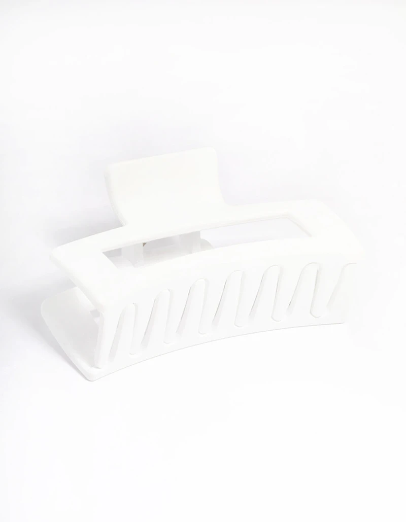 White Matte Rectangle Outline Claw Clip
