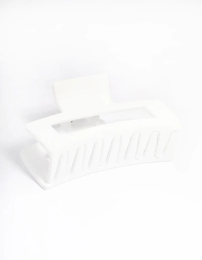 White Matte Rectangle Outline Claw Clip
