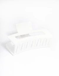 White Matte Rectangle Outline Claw Clip