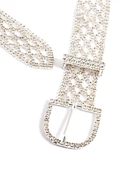 Silver Diamante Mesh Chain Belt