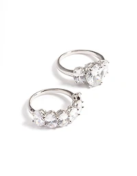 Silver Diamond Simulant Oval Baguette Ring Pack