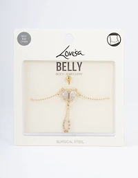 Gold Plated Surgical Steel Diamante Butterfly Belly Chain