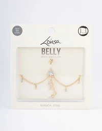 Gold Plated Surgical Steel Cross Belly Chain