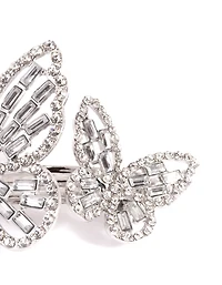 Silver Diamante Butterfly Clips