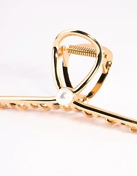 Gold Single Pearl Dainty Claw Clip