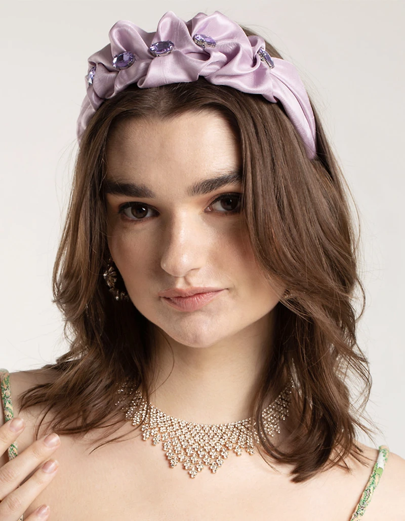 Fabric Scrunch Detail Diamante Headband