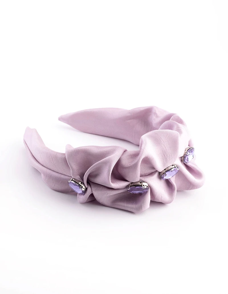Fabric Scrunch Detail Diamante Headband