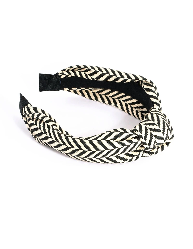 Black & White Fabric Woven Print Fabric Headband