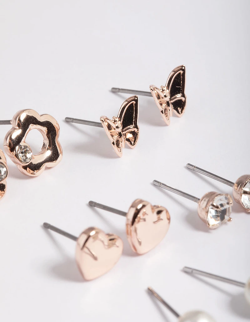 Kids Diamante Daisy Stud Earrings 6-Pack