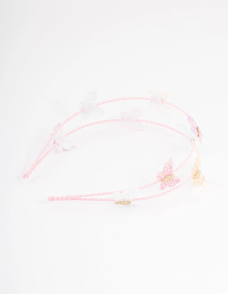 Kids Glitter Butterfly Headband 2-Row