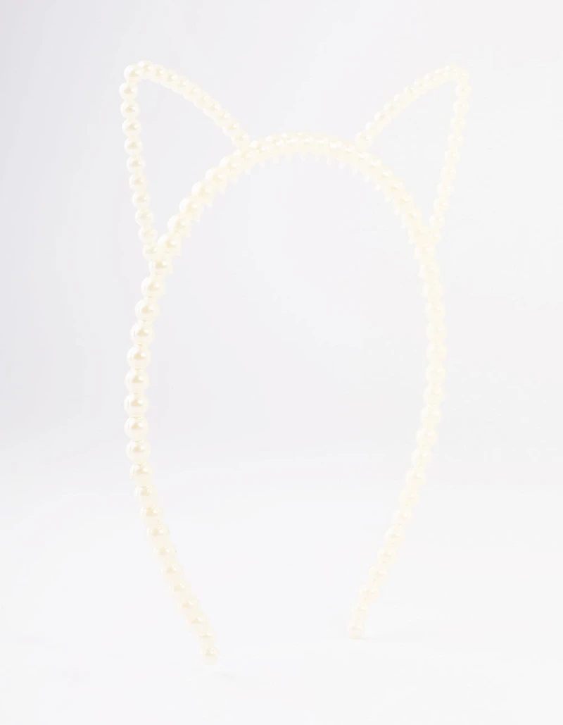 Kids Plastic Cat Ear Pearl Headband
