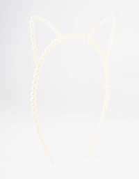 Kids Plastic Cat Ear Pearl Headband