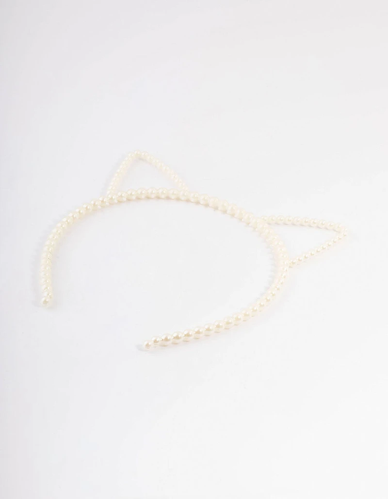 Kids Plastic Cat Ear Pearl Headband