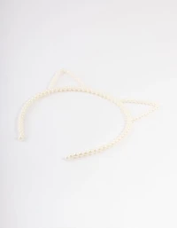 Kids Plastic Cat Ear Pearl Headband