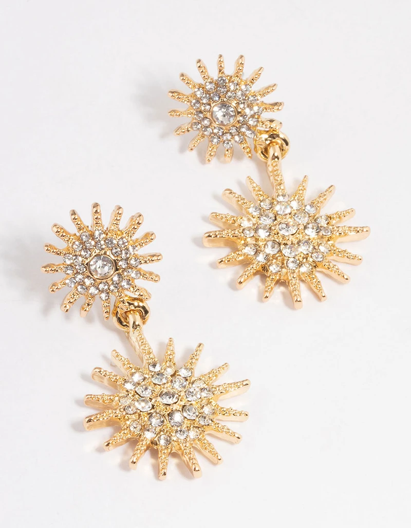 Boucles d’oreilles double étoile dorées brillantes