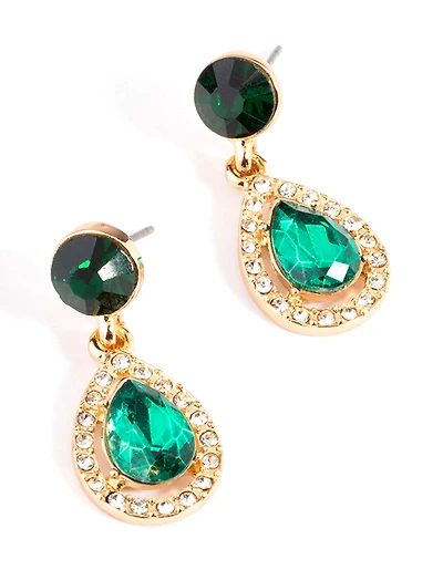 Boucles d’oreilles vertes rondes en pierre de poirier