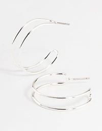 Silver Wire Double Hoop Earrings