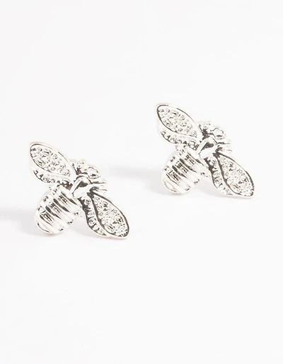 Silver Small Bee Stud Earrings