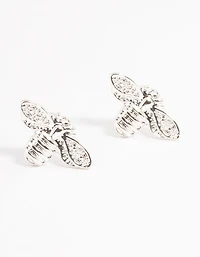 Silver Small Bee Stud Earrings