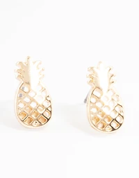 Gold Pineapple Stud Earrings