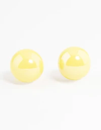 Yellow Shiny Ball Stud Earrings