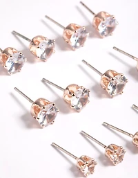 Rose Gold Classic Diamante Studs pack de 8