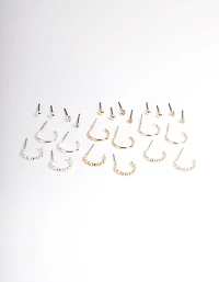 Mixed Metal Plain & Dimanate Stud & Hoop Earring 12-Pack