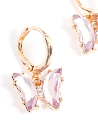 Small Purple Butterfly Huggie Earrings