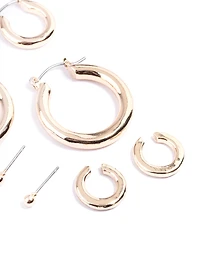 Gold Core Chunky Mix Earrings 4-Pack