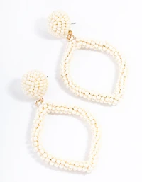 Gold Bead Diamond Drop Earrings