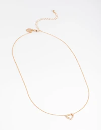 Diamond Simulants Open Heart Necklace