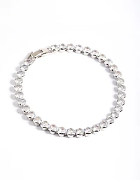 Silver Diamond Simulant Round Tennis Bracelet