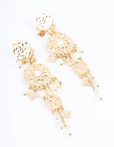 Gold Plated Statement Boho Freshwater Pearl Earrings