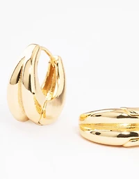 Gold Plated Double Hoop Huggie Earrings