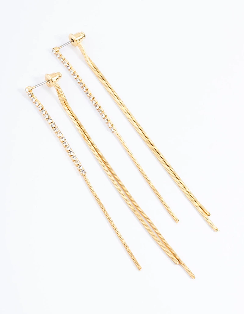 Boucles d’oreilles sandwich à l’avant et à l’arrière de Diamante plaquées or