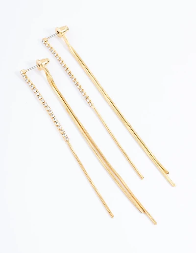 Boucles d’oreilles sandwich à l’avant et à l’arrière de Diamante plaquées or