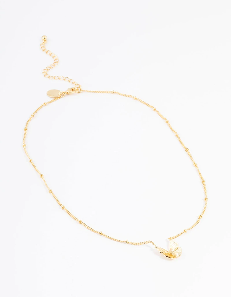 Gold Plated Detail Butterfly Necklace