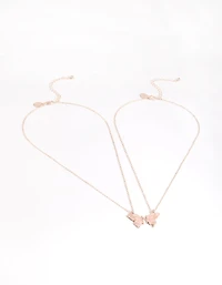 Rose Gold Best Friend Butterfly Necklace Pack