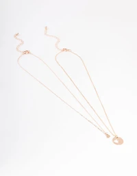 Rose Gold Heart Disc Cut Out Necklace Pack