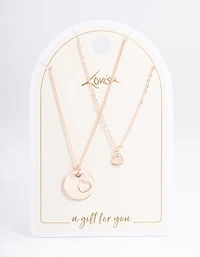 Rose Gold Heart Disc Cut Out Necklace Pack