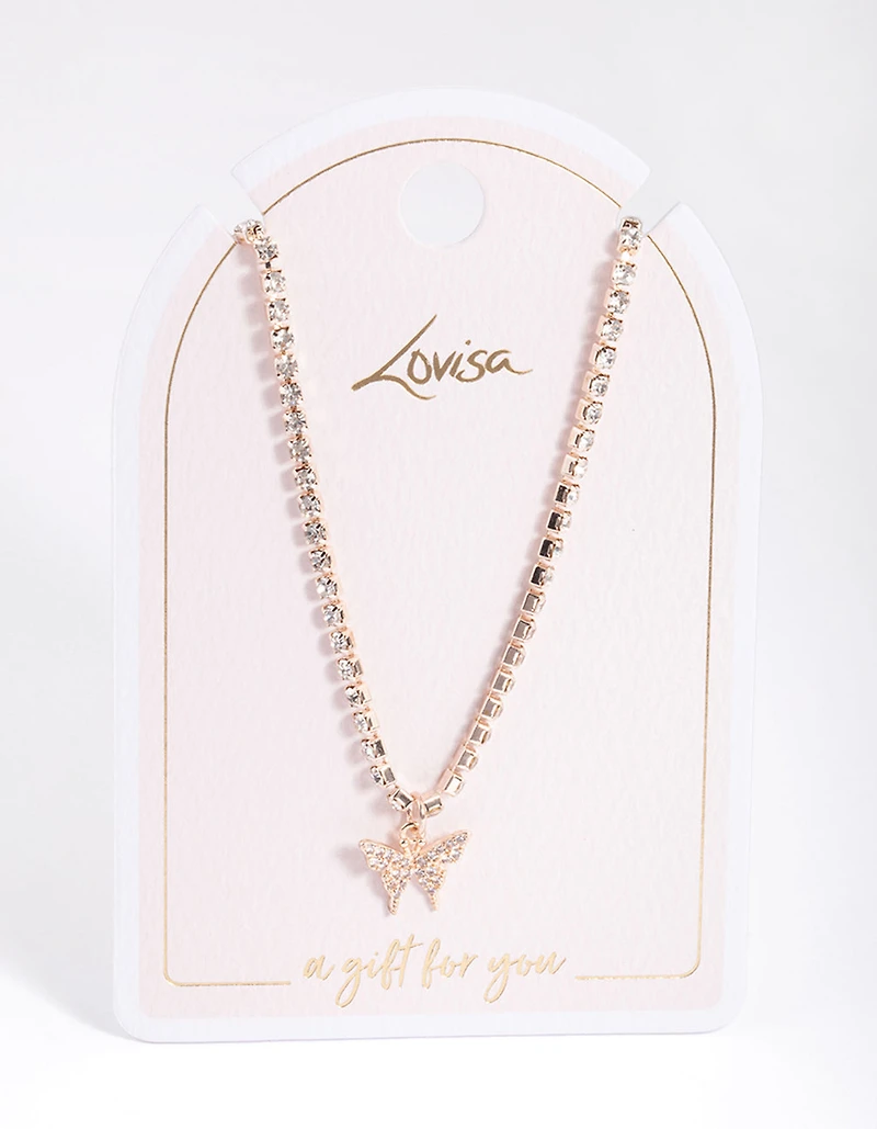 Collier papillon Rose Gold Cupchain Diamante