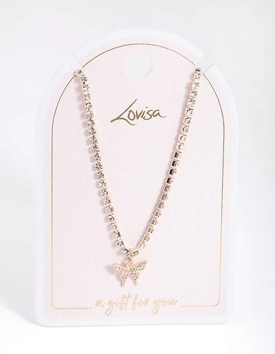 Collier papillon Rose Gold Cupchain Diamante