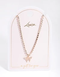 Collier papillon Rose Gold Cupchain Diamante