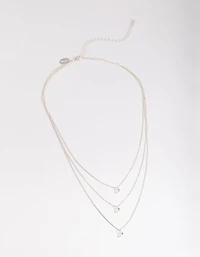 Silver Classic Diamante Layered Necklace