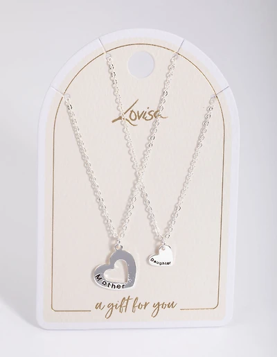 Silver Open Heart Necklace Pack