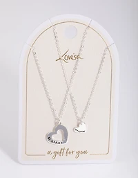 Silver Open Heart Necklace Pack
