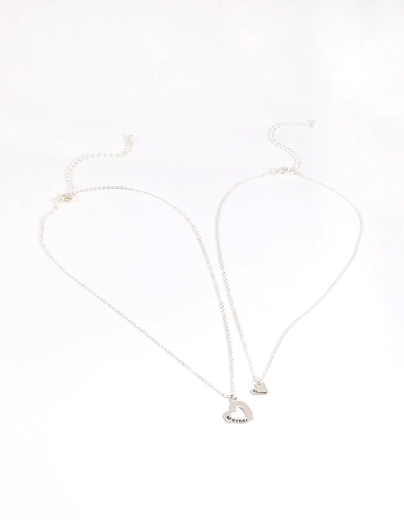 Silver Open Heart Necklace Pack