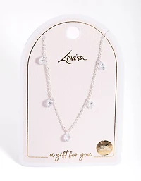 Silver Cubic Zirconia Droplet Necklace