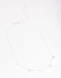 Silver Cubic Zirconia Droplet Necklace