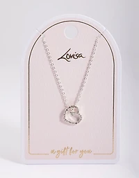Collier cœur asymétrique en diamant argenté